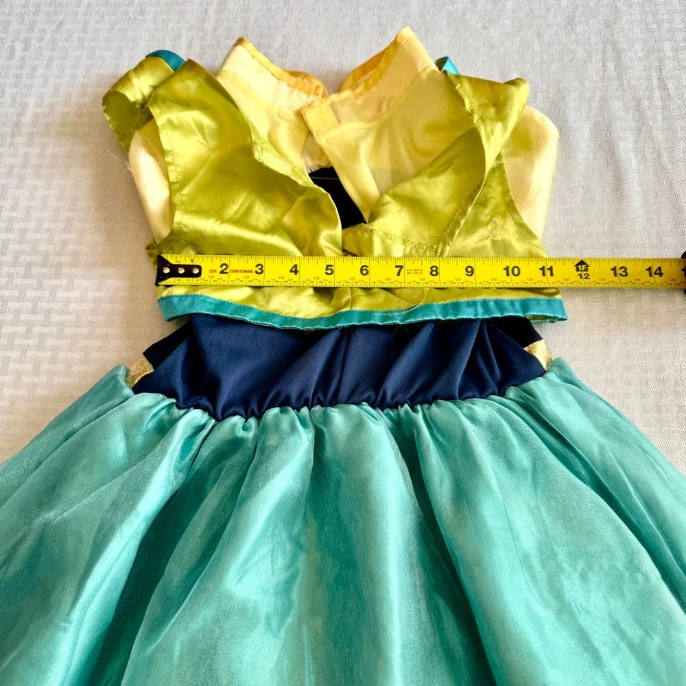 Disney Parks Frozen Fever Anna Costume Dress Sunflower Girls Size S 7-8 Teal - Picture 7 of 16